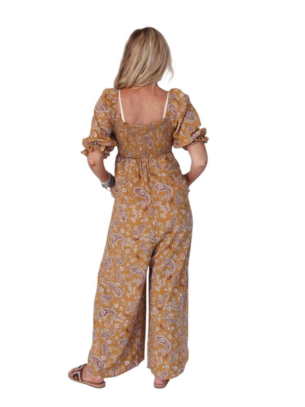 NWT Three Bird Nest Charlotte Printed Wide Leg Jumpsuit Size Small - Picture 2 of 13